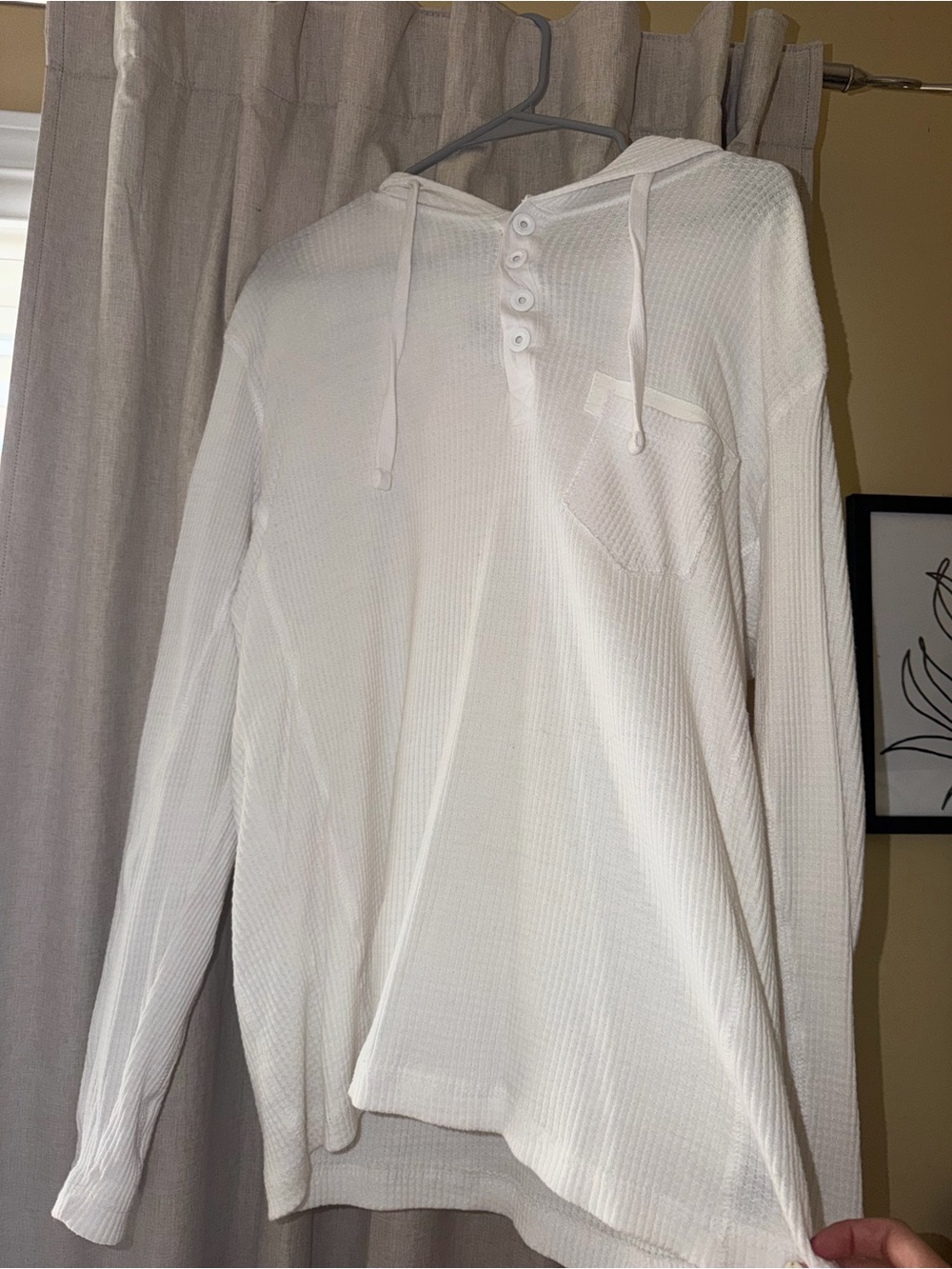 Kenneth Cole White Waffle Henley Hoodie